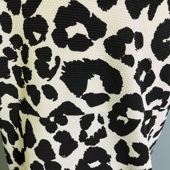 ASOS Sz 8 Black White Animal Print Short Sleeve Shift Swing Dress Crewneck - Picture 9 of 9
